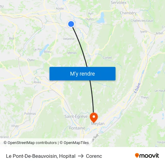 Le Pont-De-Beauvoisin, Hopital to Corenc map