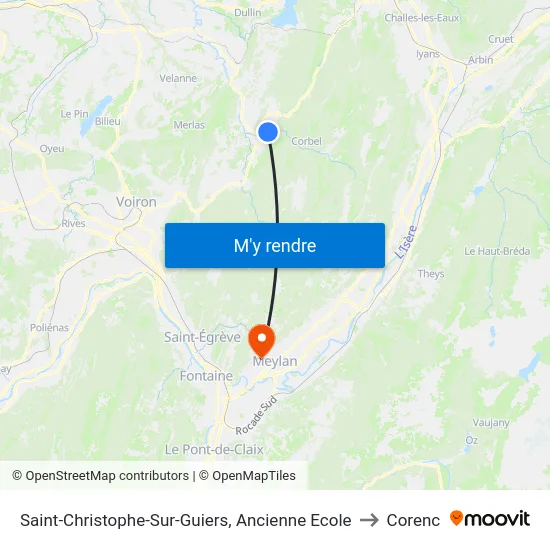 Saint-Christophe-Sur-Guiers, Ancienne Ecole to Corenc map