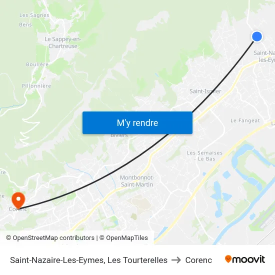 Saint-Nazaire-Les-Eymes, Les Tourterelles to Corenc map
