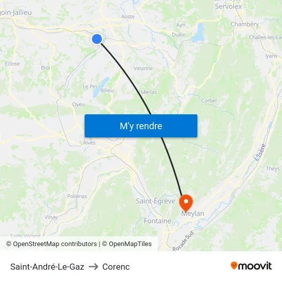 Saint-André-Le-Gaz to Corenc map