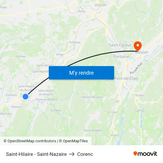Saint-Hilaire - Saint-Nazaire to Corenc map