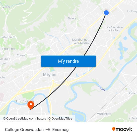 College Gresivaudan to Ensimag map