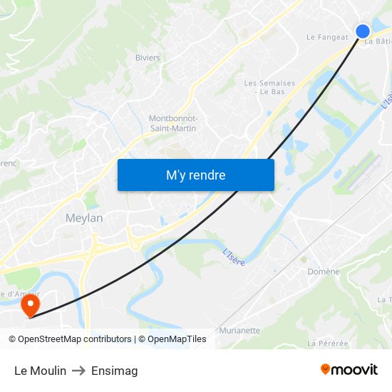 Le Moulin to Ensimag map