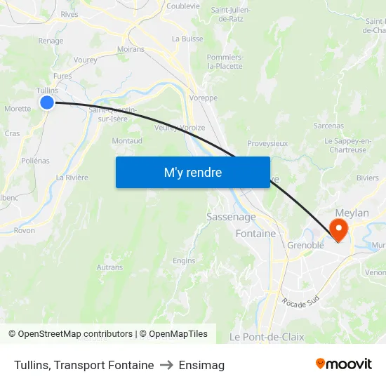 Tullins, Transport Fontaine to Ensimag map