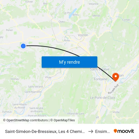 Saint-Siméon-De-Bressieux, Les 4 Chemins to Ensimag map