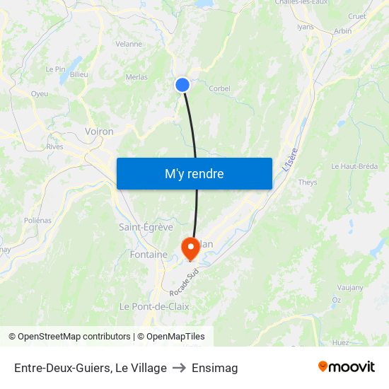 Entre-Deux-Guiers, Le Village to Ensimag map