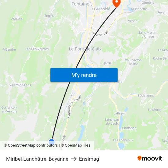 Miribel-Lanchâtre, Bayanne to Ensimag map