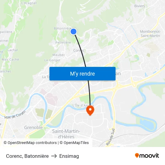 Corenc, Batonnière to Ensimag map