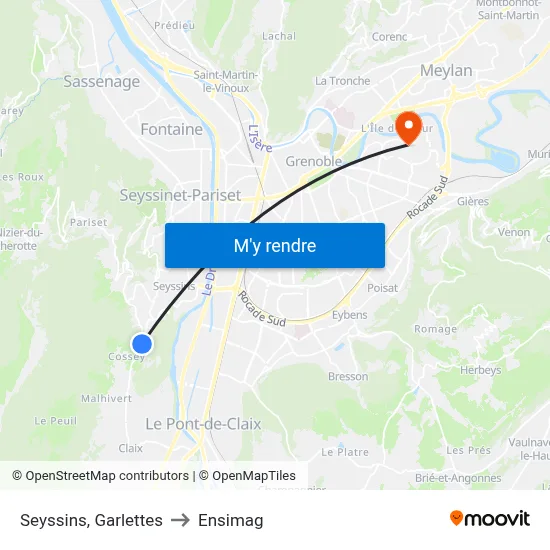 Seyssins, Garlettes to Ensimag map
