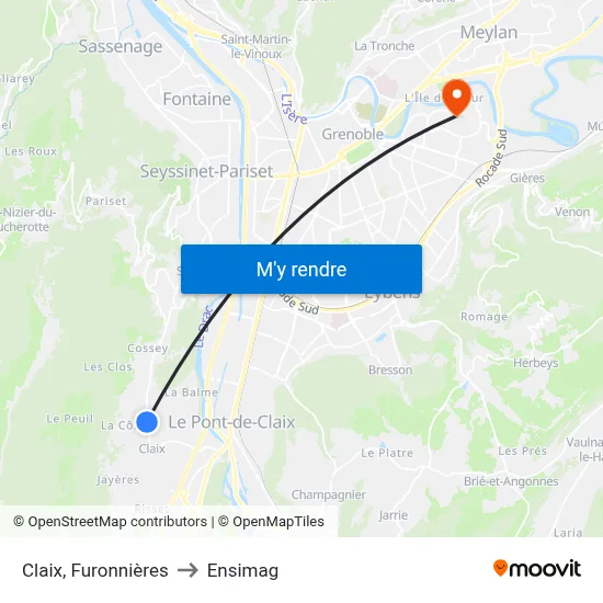 Claix, Furonnières to Ensimag map