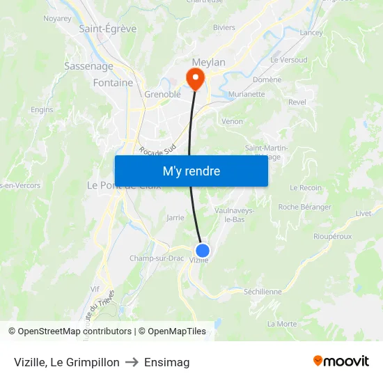 Vizille, Le Grimpillon to Ensimag map