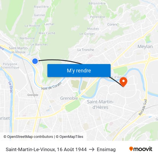 Saint-Martin-Le-Vinoux, 16 Août 1944 to Ensimag map