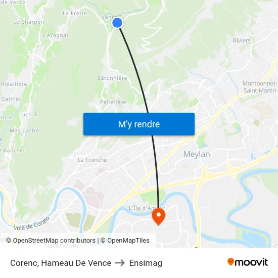 Corenc, Hameau De Vence to Ensimag map