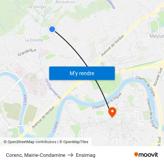 Corenc, Mairie-Condamine to Ensimag map