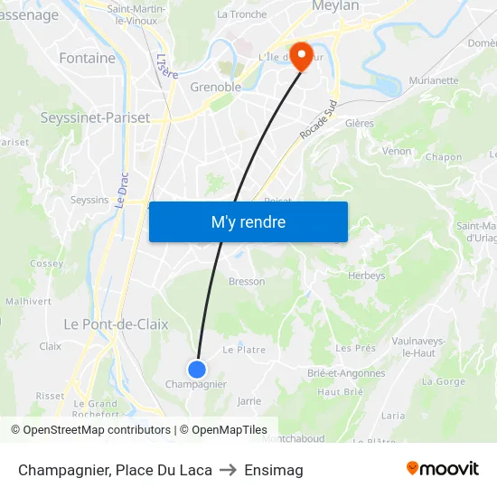 Champagnier, Place Du Laca to Ensimag map