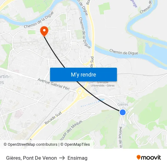 Gières, Pont De Venon to Ensimag map