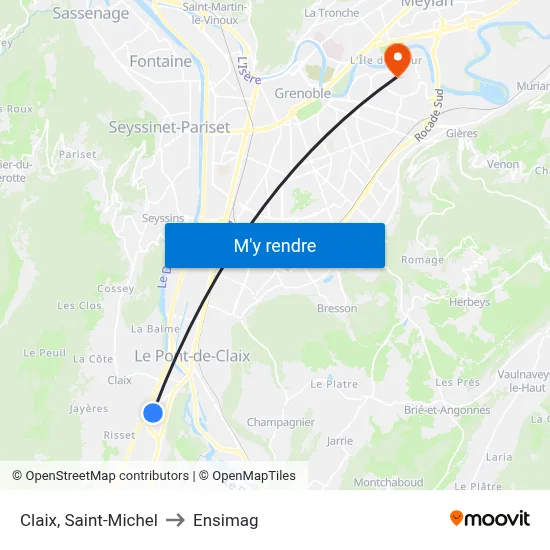 Claix, Saint-Michel to Ensimag map