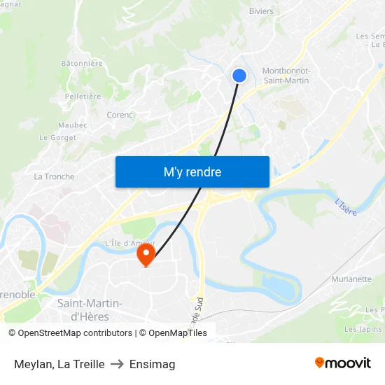 Meylan, La Treille to Ensimag map