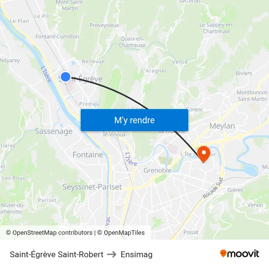 Saint-Égrève Saint-Robert to Ensimag map