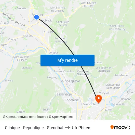 Clinique - Republique - Stendhal to Ufr Phitem map