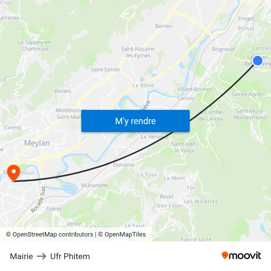 Mairie to Ufr Phitem map