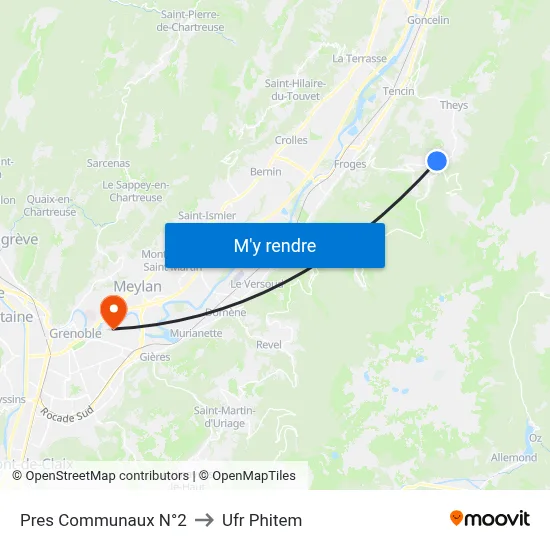 Pres Communaux N°2 to Ufr Phitem map