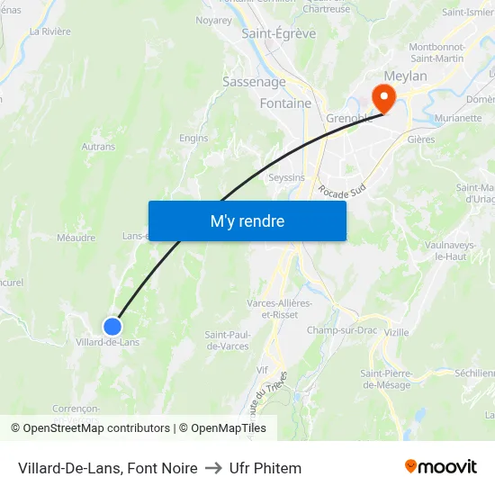 Villard-De-Lans, Font Noire to Ufr Phitem map