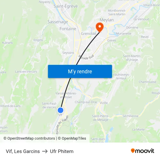Vif, Les Garcins to Ufr Phitem map