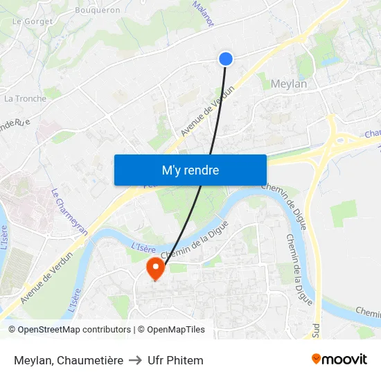 Meylan, Chaumetière to Ufr Phitem map