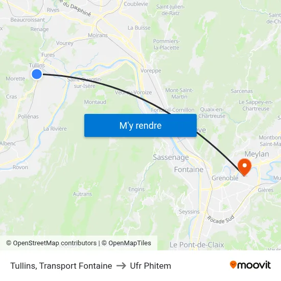 Tullins, Transport Fontaine to Ufr Phitem map
