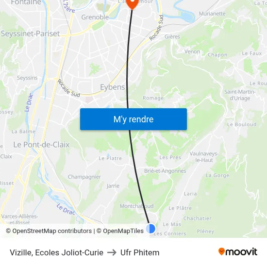 Vizille, Ecoles Joliot-Curie to Ufr Phitem map