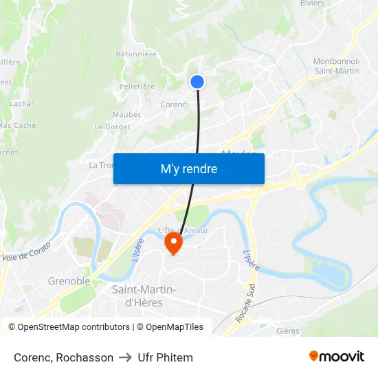 Corenc, Rochasson to Ufr Phitem map