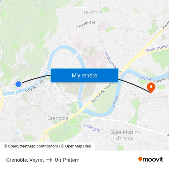 Grenoble, Veyret to Ufr Phitem map