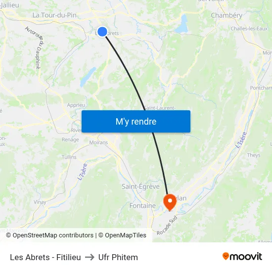 Les Abrets - Fitilieu to Ufr Phitem map