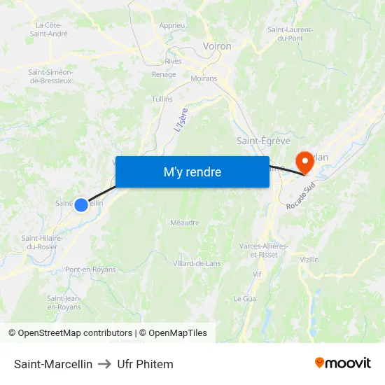 Saint-Marcellin to Ufr Phitem map