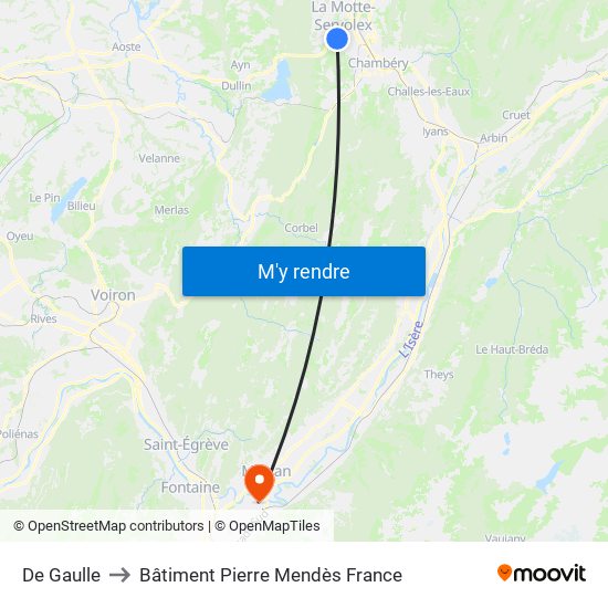 De Gaulle to Bâtiment Pierre Mendès France map