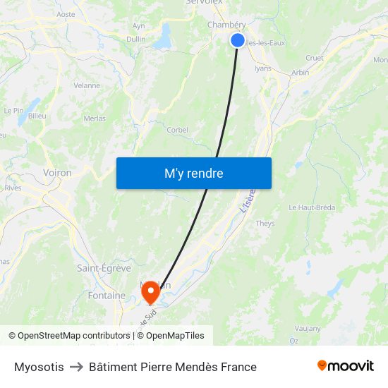 Myosotis to Bâtiment Pierre Mendès France map