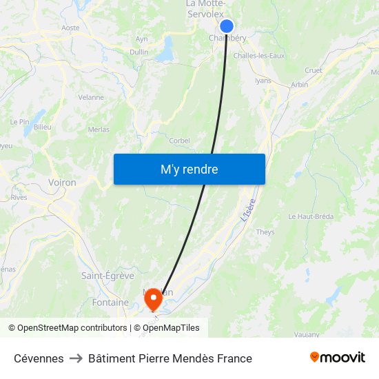 Cévennes to Bâtiment Pierre Mendès France map