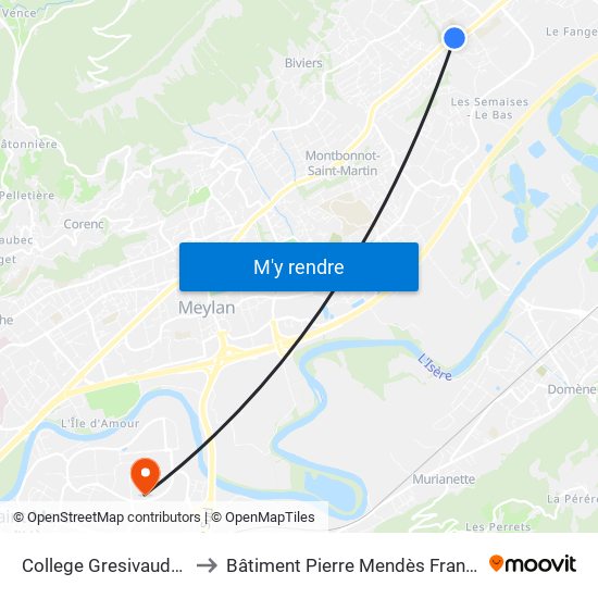 College Gresivaudan to Bâtiment Pierre Mendès France map