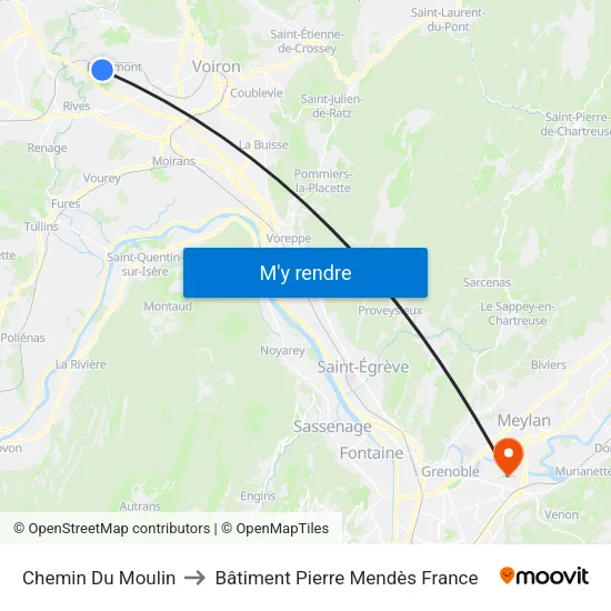 Chemin Du Moulin to Bâtiment Pierre Mendès France map