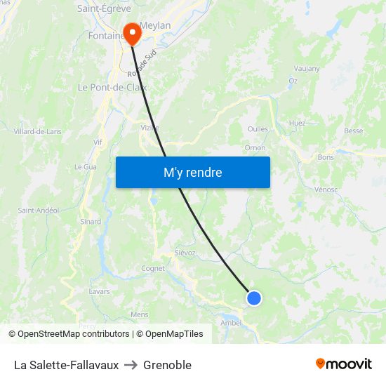 La Salette-Fallavaux to Grenoble map