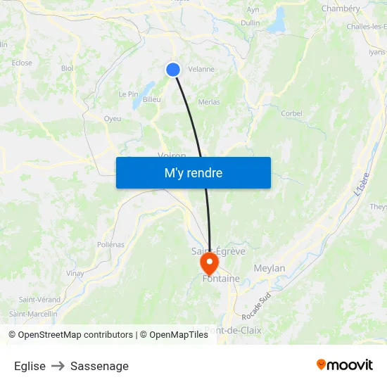 Eglise to Sassenage map