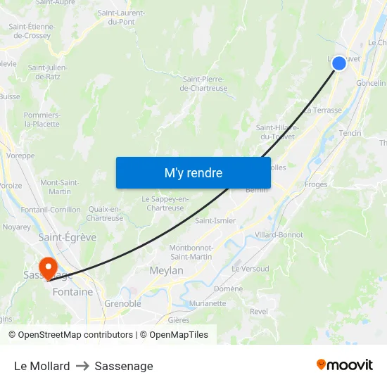 Le Mollard to Sassenage map