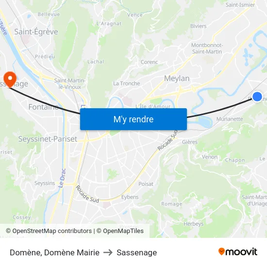Domène, Domène Mairie to Sassenage map