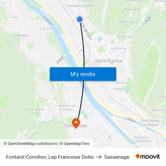 Fontanil-Cornillon, Lep Francoise Dolto to Sassenage map