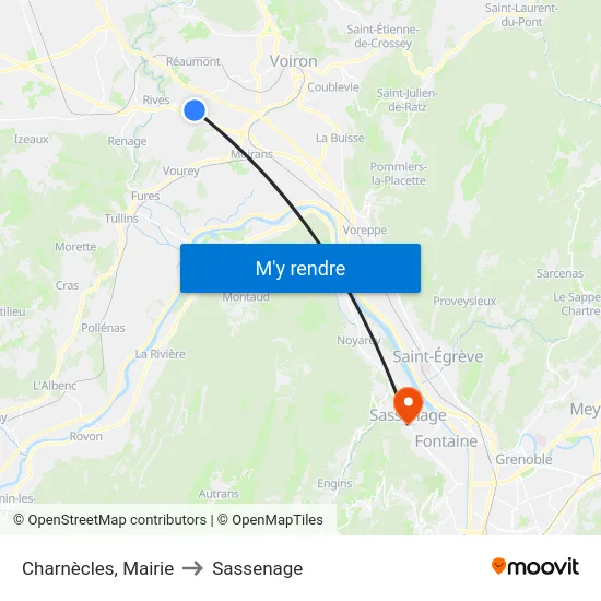 Charnècles, Mairie to Sassenage map