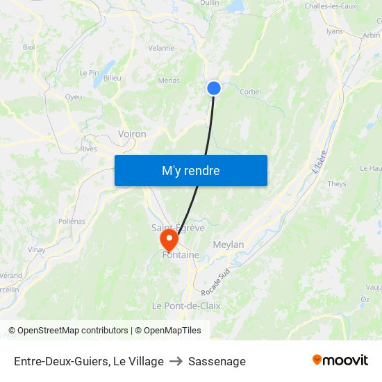 Entre-Deux-Guiers, Le Village to Sassenage map