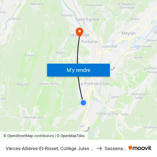 Varces-Allières-Et-Risset, Collège Jules Verne to Sassenage map