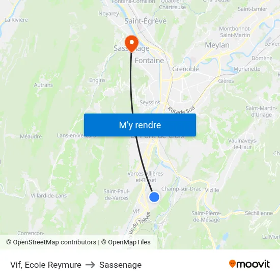 Vif, Ecole Reymure to Sassenage map