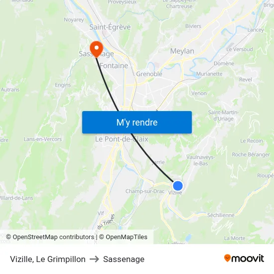 Vizille, Le Grimpillon to Sassenage map